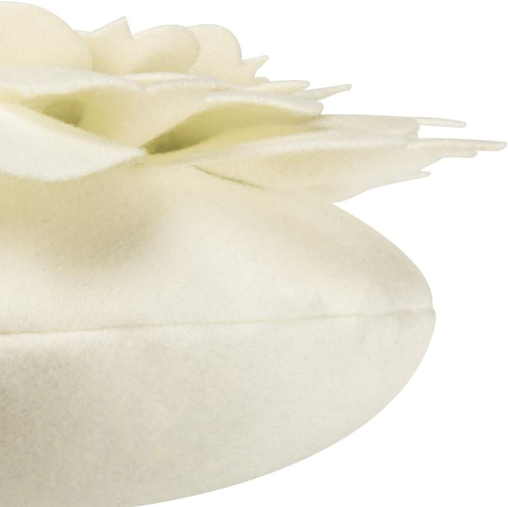 VG|cream-white|3D Flower Decorative Throw Pillow Accent Handmade Round Pillow Cushion with Insert for Home Couch Bedroom Decor