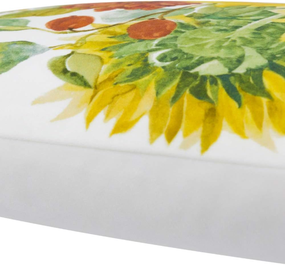 Sunflower Throw Pillow Cover, White