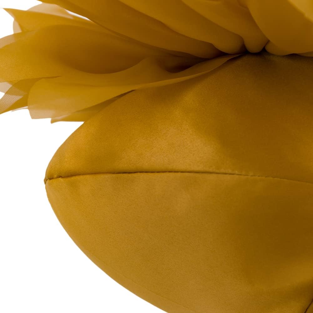 VG|mustard-yellow|3D Flower Throw Pillow Cover Decorative Round Daisy Shaped Cushion Floral Pillowcase for Bed Sofa Couch Living Room