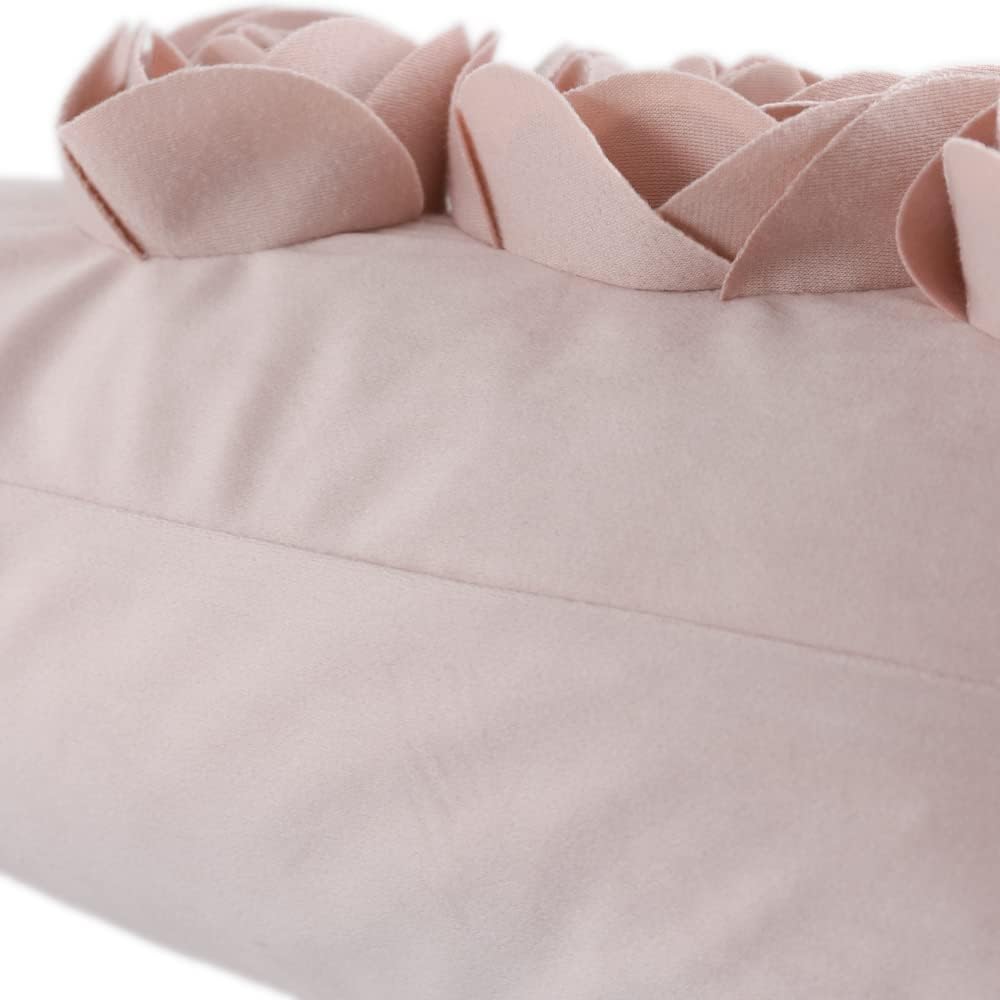 VG|rose-gold|3D Flower Throw Pillow Cover Handmade Floral Soft Velvet Lumbar Cushion for Bed Living Room Chair Couch Decor Gold