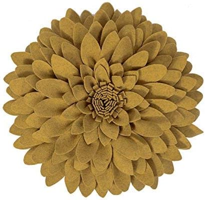 3D Flower Decorative Throw Pillow Accent Handmade Round Pillow Cushion with Insert for Home Couch Bedroom Decor - Dark Goldenrod