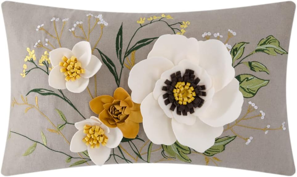 VG|white-new|3D Flower Throw Pillow Cover