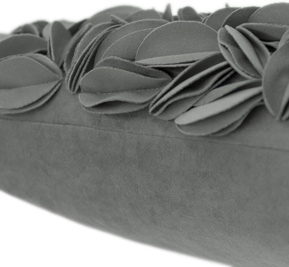 VG|dark-grey-velvet|Handmade 3D Floral Throw Pillow Cover