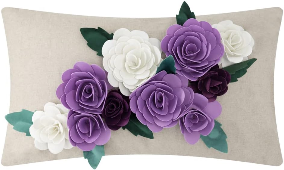 VG|purple-new|3D Flower Throw Pillow Cover