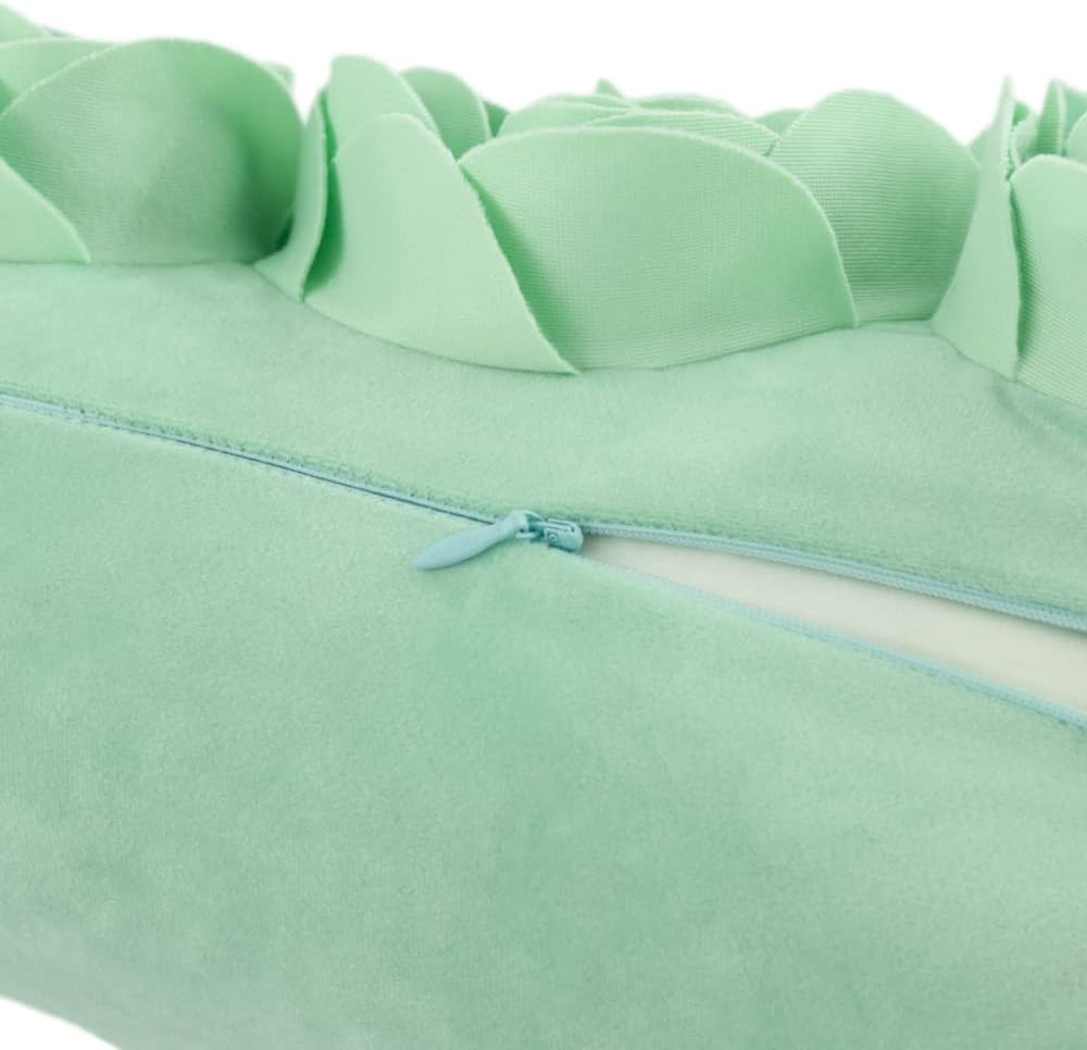 VG|mint-green|3D Flower Throw Pillow Cover Handmade Floral Soft Velvet Lumbar Cushion for Bed Living Room Chair Couch Decor Gold