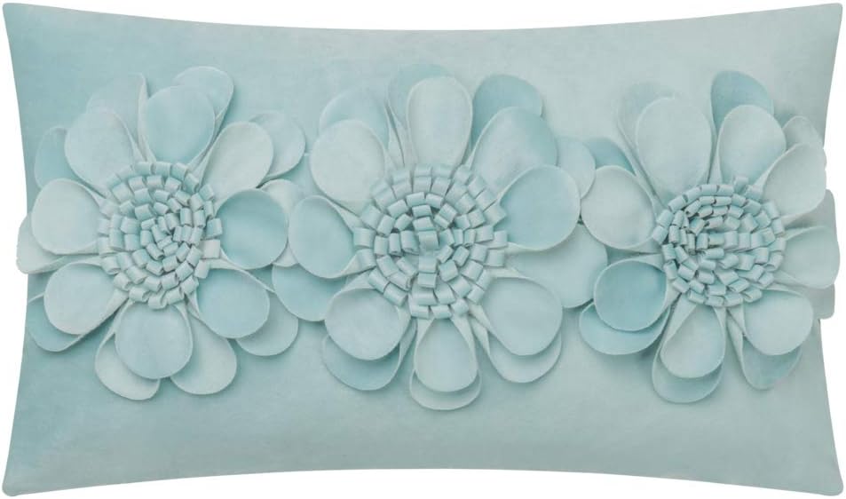 VG|sky-blue|3D Flower Throw Pillow Cover