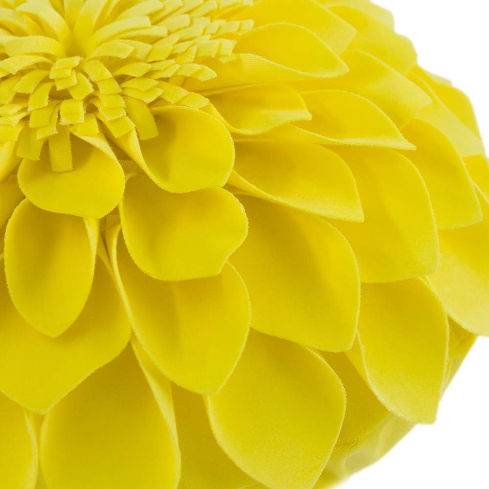 VG|light-yellow|3D Flower Throw Pillow Cover Decorative Round Cushion Floral Accent Pillowcase for Bedroom Living Room Bed Couch Pink Velvet