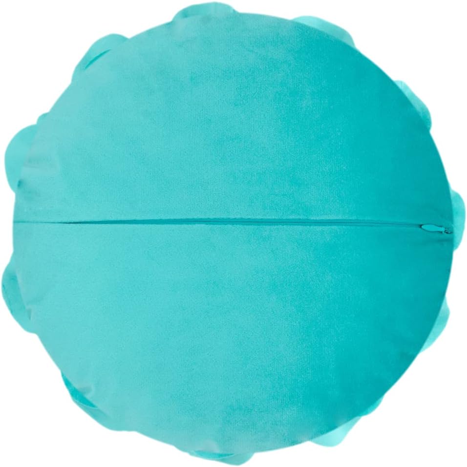 VG|cyan|Flower Throw Pillow Cover Decorative Round Pillowcase Floral Cushion for Bed Sofa Couch Car Decor
