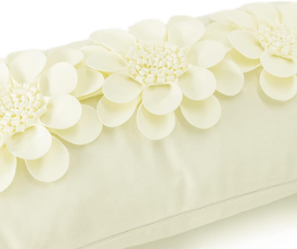 VG|creamy-white|3D Flower Throw Pillow Cover