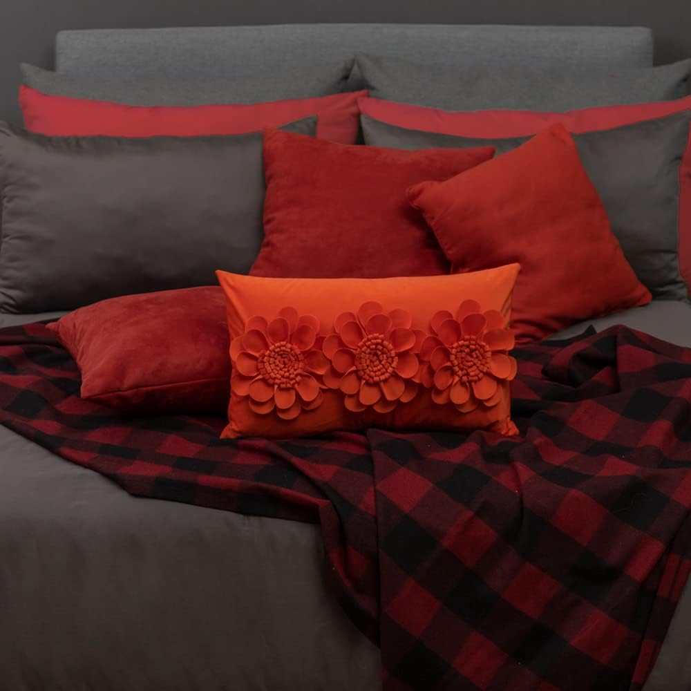 VG|orange-red|3D Flower Throw Pillow Cover