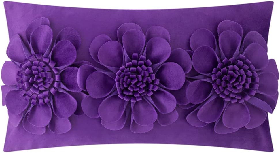 VG|bright-violet|3D Flower Throw Pillow Cover