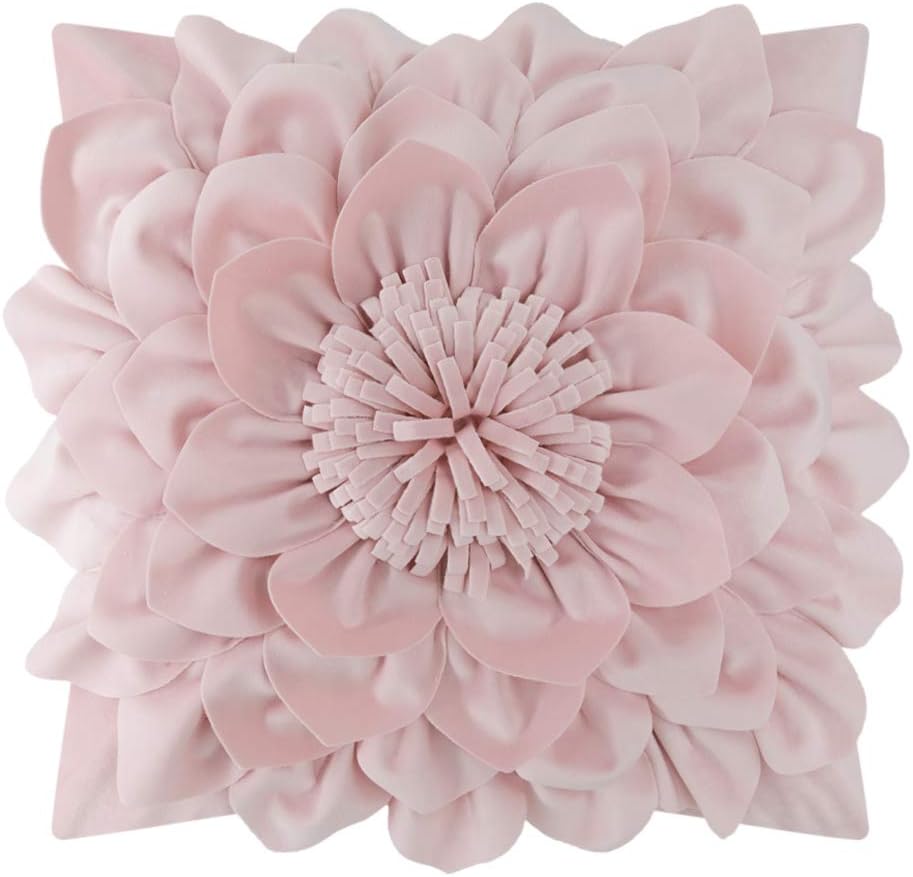 3D Flower Throw Pillow Covers - Pink