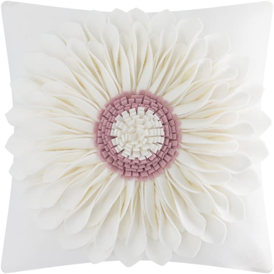 3D Sunflowers Throw Pillow Cover Wine Red - White-cream White