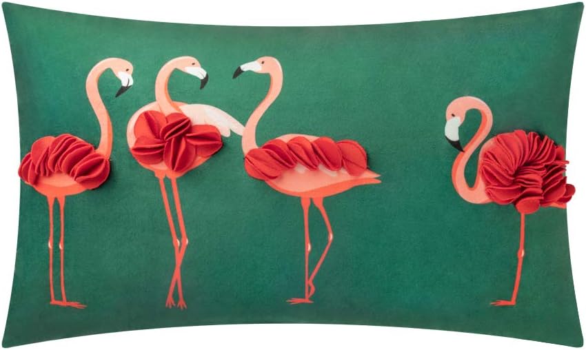 Stereo Flamingo Decorative Throw Pillow Cover 3D Feather Pillowcase Rectangular Cushion Cover for Bed Living Room Sofa Chair Home Decor - Default Title