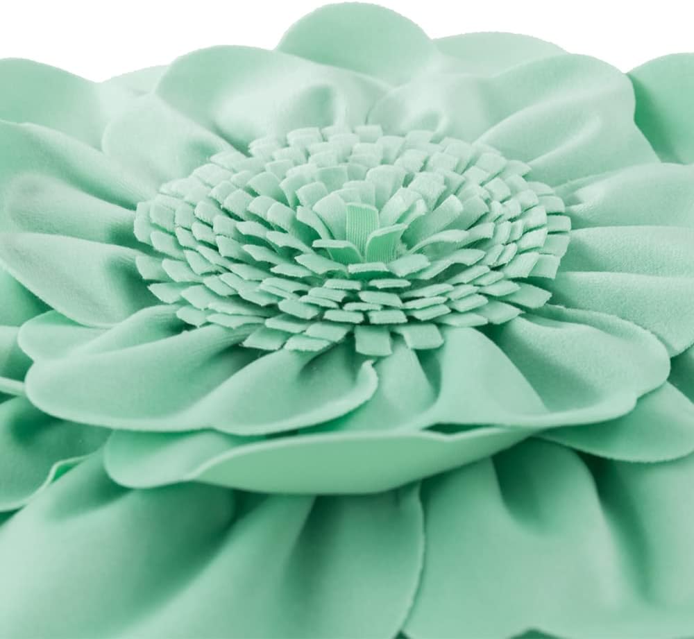 VG|mint|Flower Throw Pillow Cover Decorative Round Pillowcase Floral Cushion for Bed Sofa Couch Car Decor