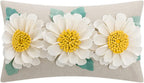 VG|3flower-white-velvet|3D Daisy Flower Throw Pillow Cover, White