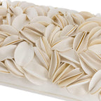 VG|beige-solid-suede|Handmade 3D Floral Throw Pillow Cover