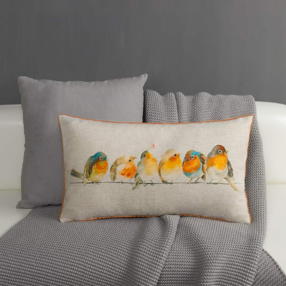 VG|orange|Happy Embroidery Throw Pillow Cover