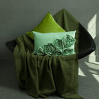 VG|mint-green|3D Flower Throw Pillow Cover Handmade Floral Soft Velvet Lumbar Cushion for Bed Living Room Chair Couch Decor Gold