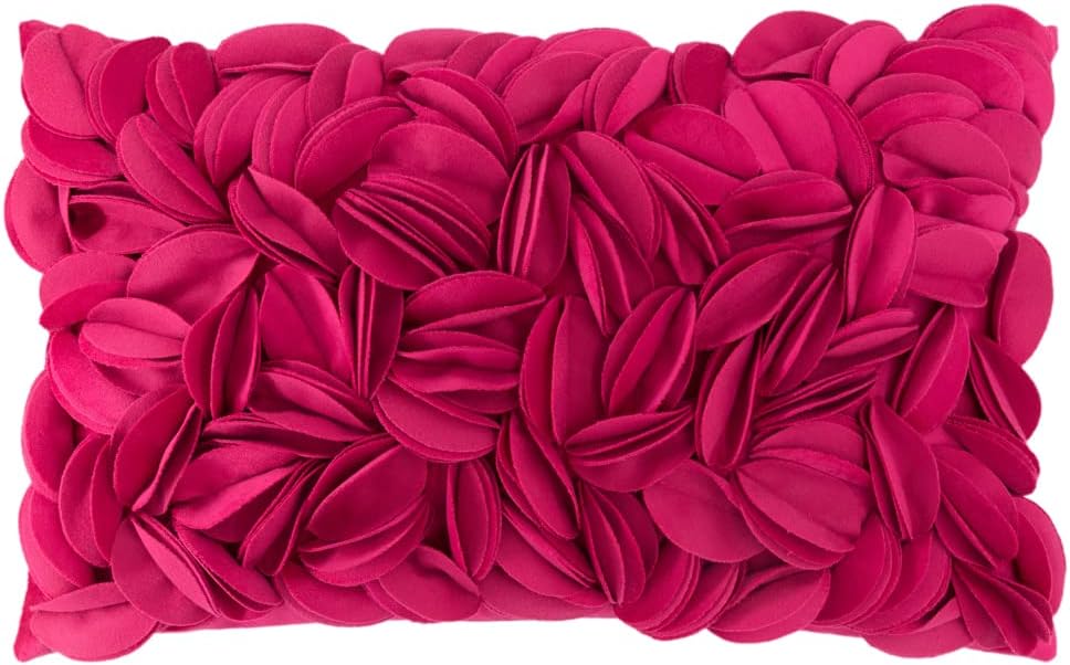 VG|rose-red-velvet|Handmade 3D Floral Throw Pillow Cover