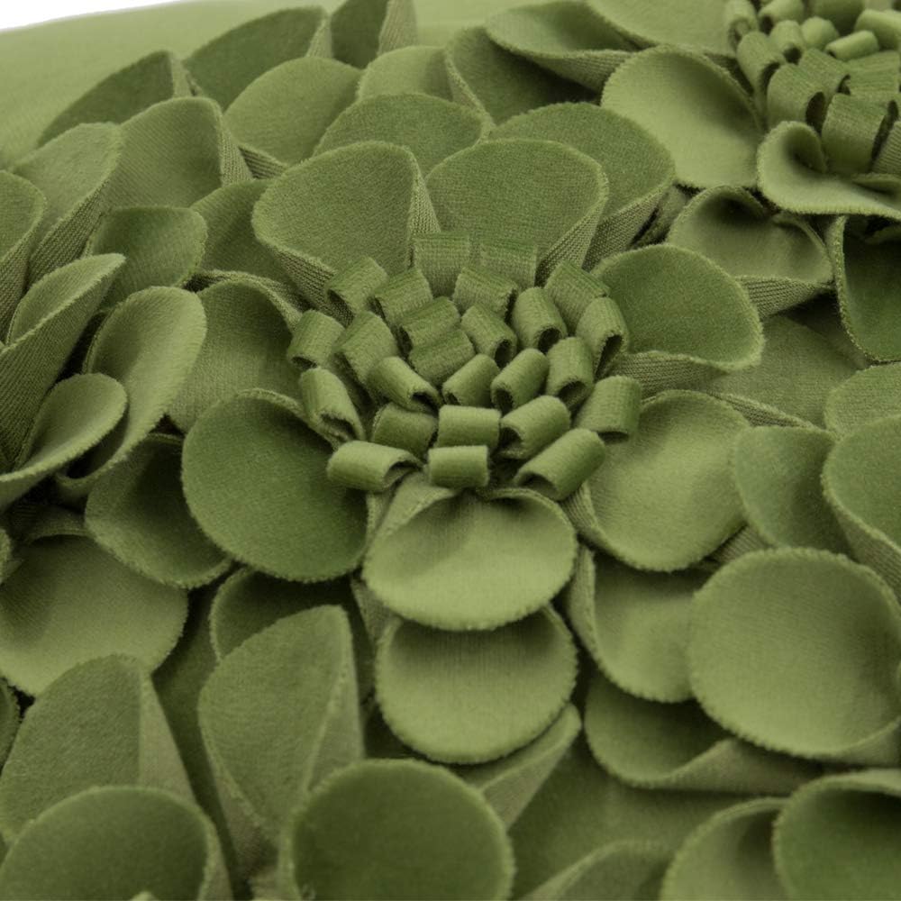 VG|green|Handmade 3D Flower Throw Pillow Cover
