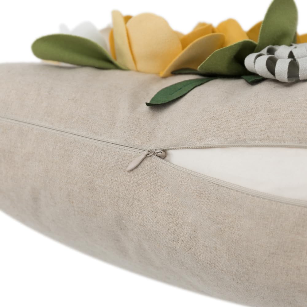 VG|3dflower-a-yellow|Decorative 3D Flower Throw Pillow Covers