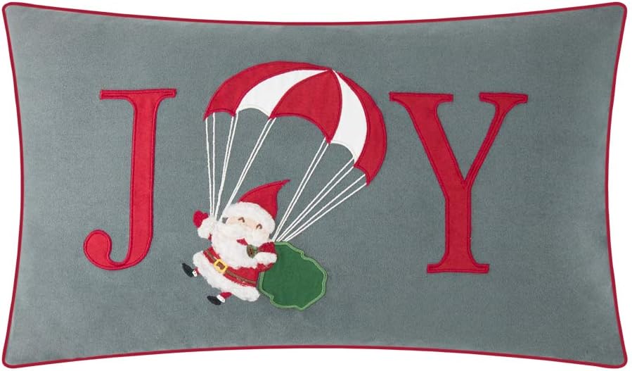 Charistams Decorative Throw Pillow Cover Santa Claus Accent Pillow Case Joy Cushion Cover for Festival Sofa Couch Home Decor - Default Title
