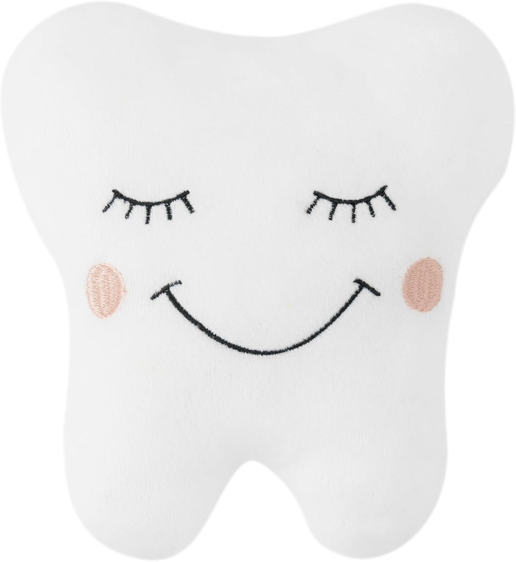 Dear Tooth Fairy Pillow with Pocket Soft 3D Tooth-Shaped Stuffed Throw Pillow Cushion - Default Title