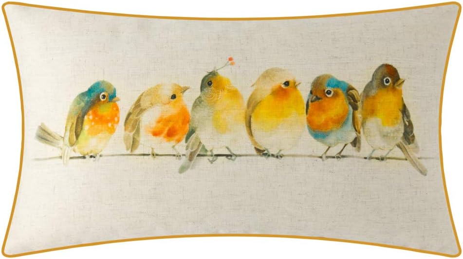Happy Embroidery Throw Pillow Cover - 24" x 14" (Pack of 1) / Orange