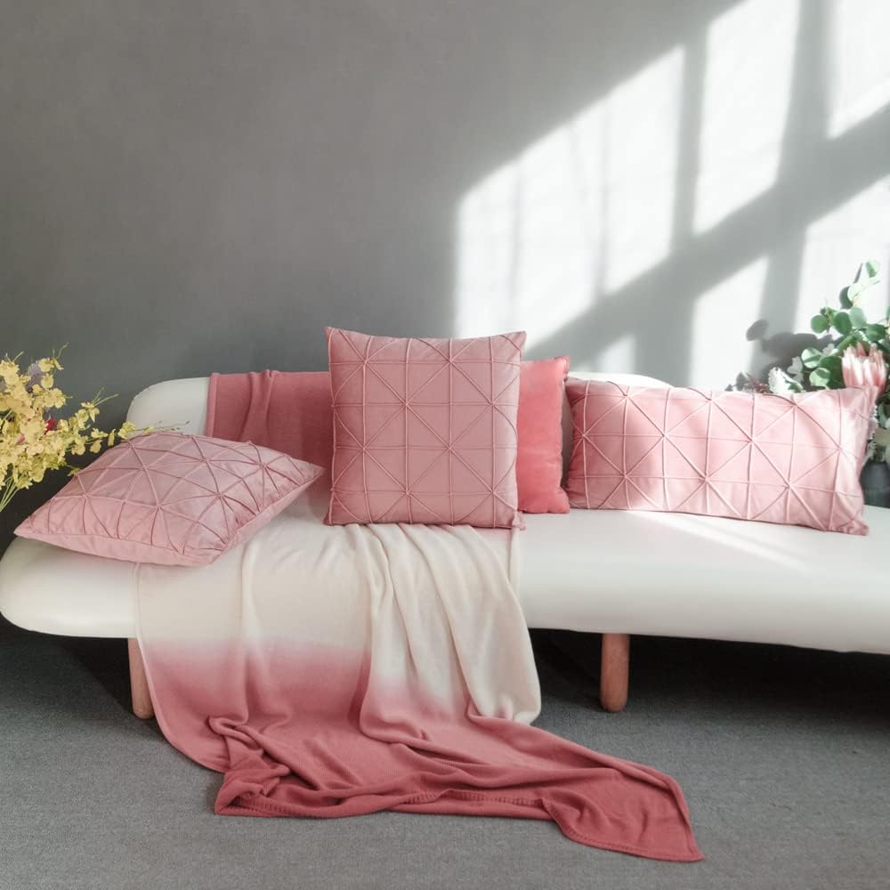 VG|grayish-pink|Velvet Pillow Cover