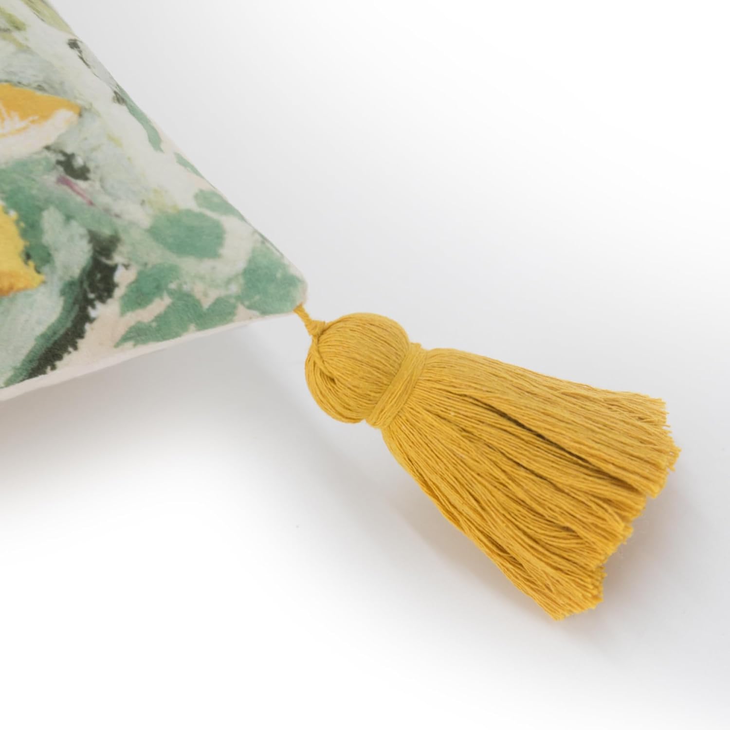 Velvet Throw Pillow Cover with Sunflower Design, Yellow and Green