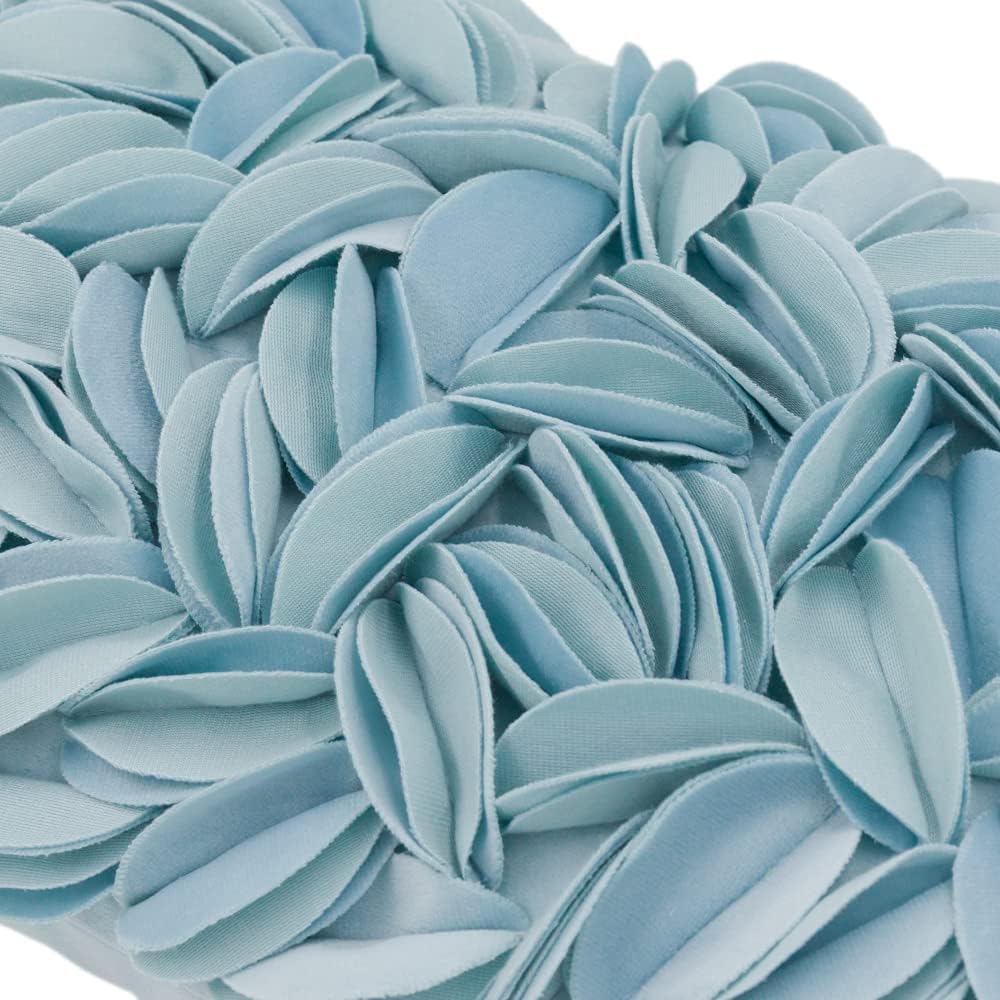 VG|light-blue-velvet|Handmade 3D Floral Throw Pillow Cover