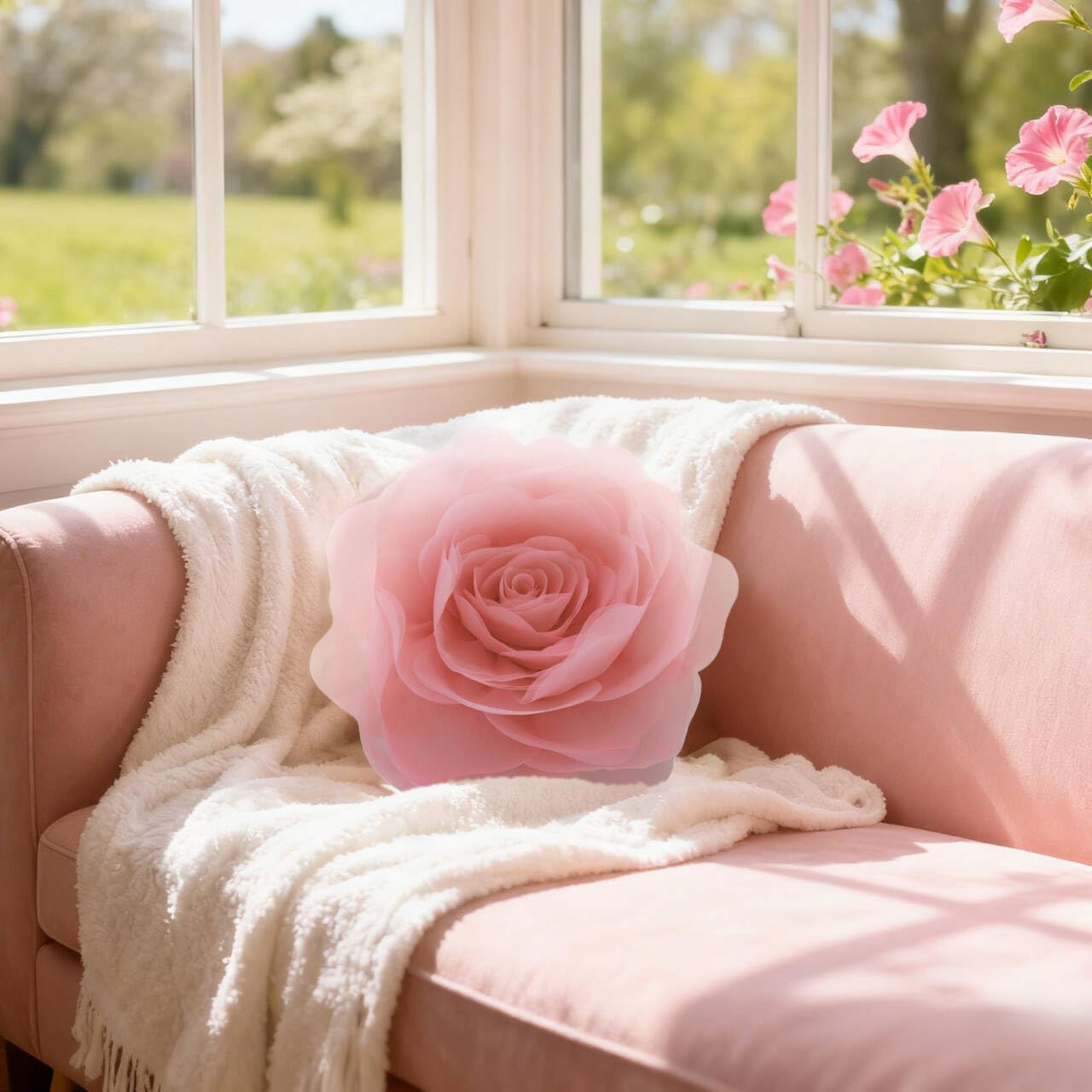 3D Flower Throw Pillow Cover