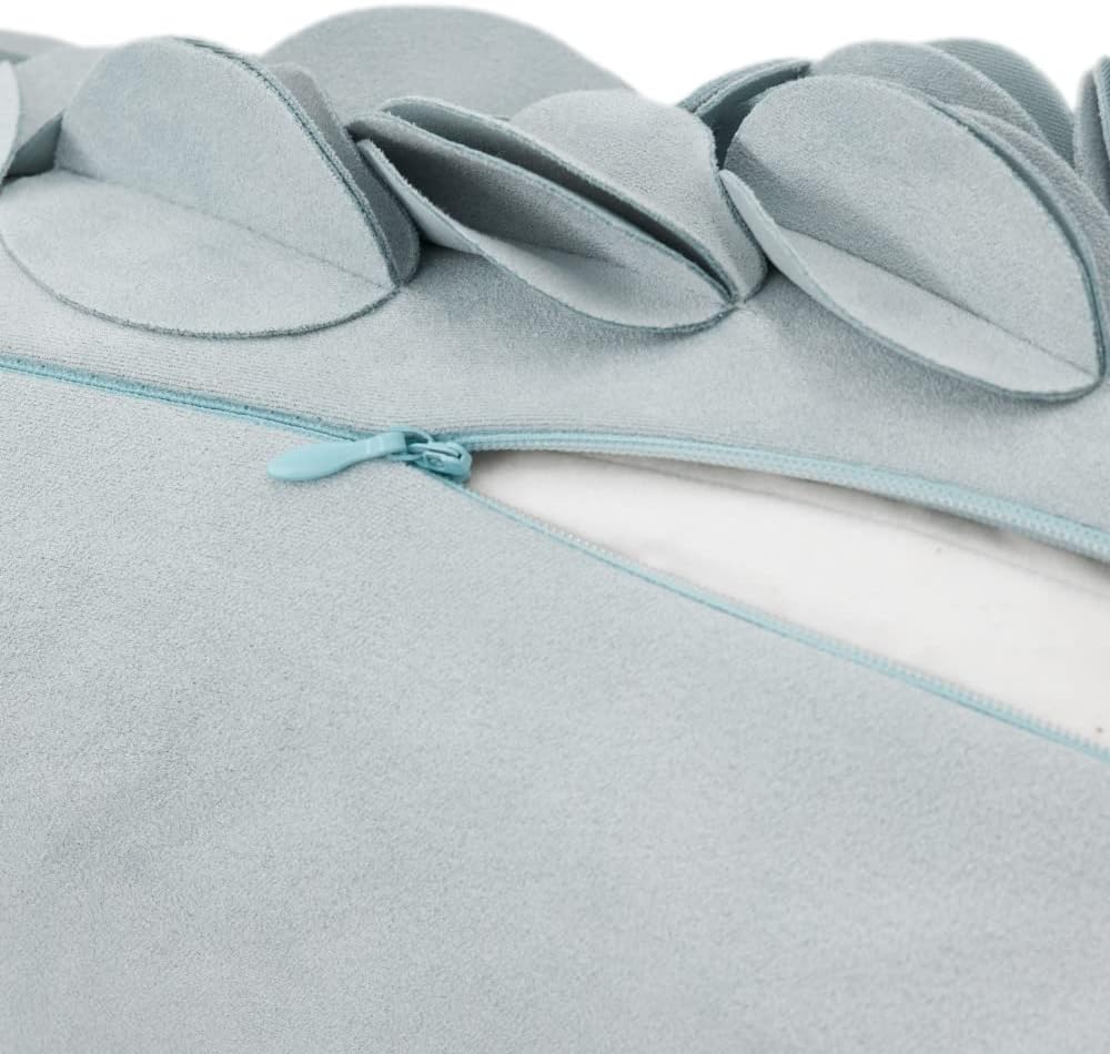 VG|sky-blue-solid-suede|Handmade 3D Floral Throw Pillow Cover