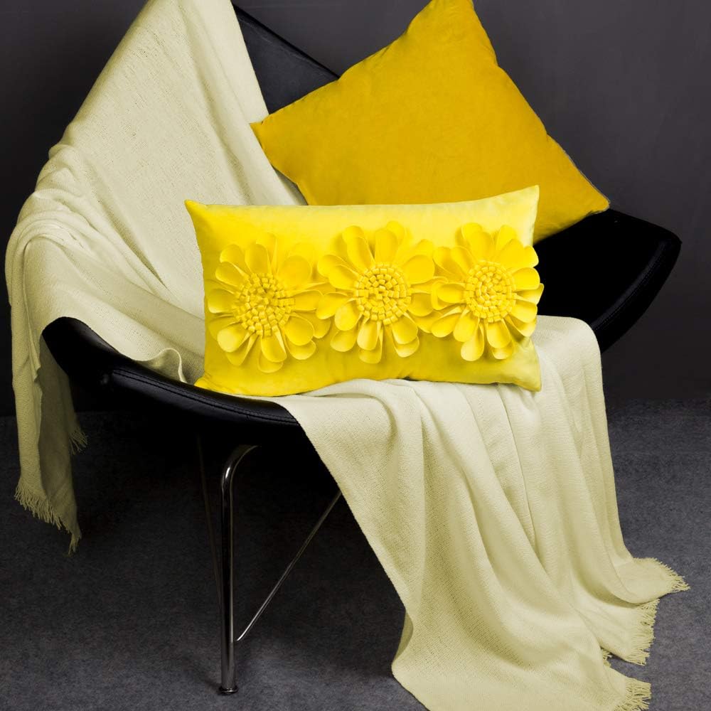 VG|sunbeam-yellow|3D Flower Throw Pillow Cover