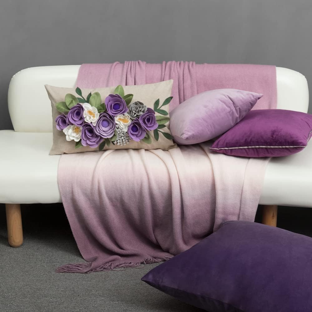 VG|3dflower-b-purple|Decorative 3D Flower Throw Pillow Covers