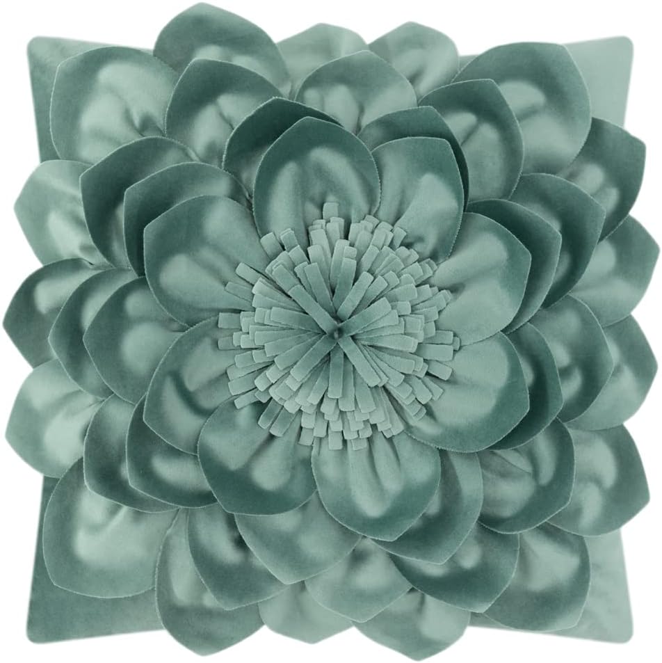 3D Flower Throw Pillow Covers - Green