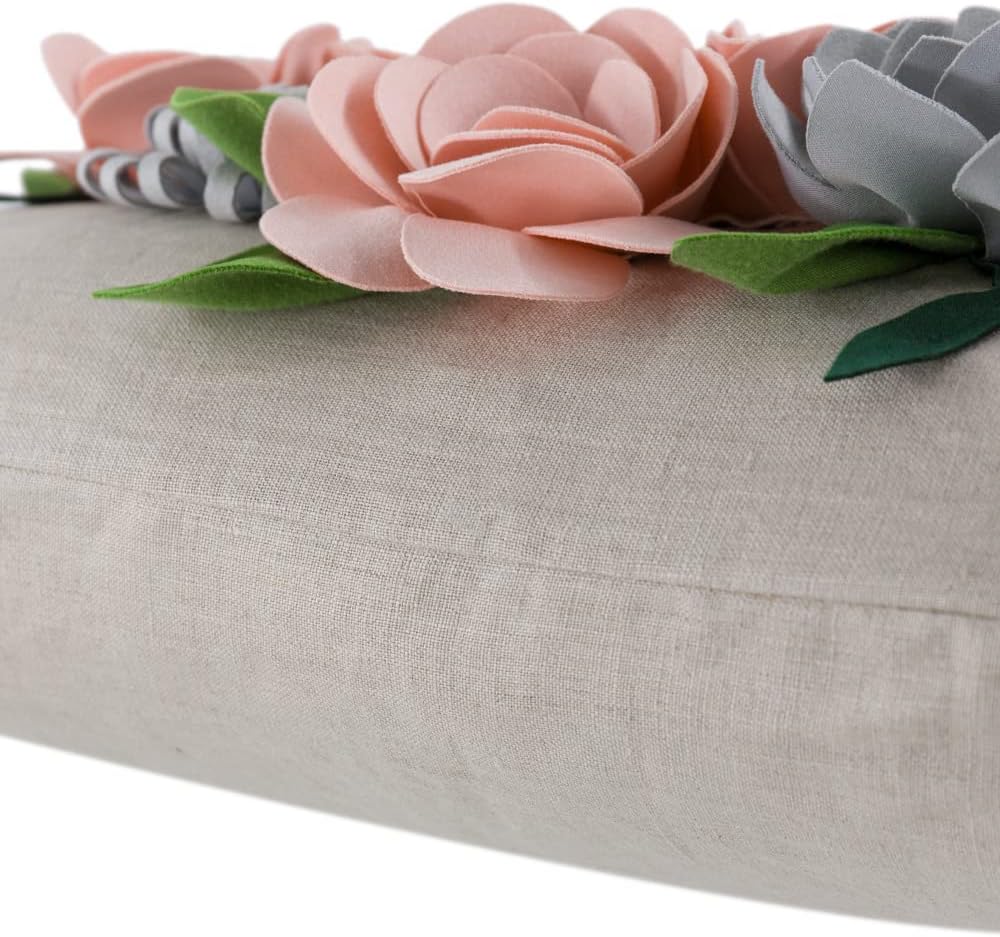 VG|3dflower-e-pink|Decorative 3D Flower Throw Pillow Covers