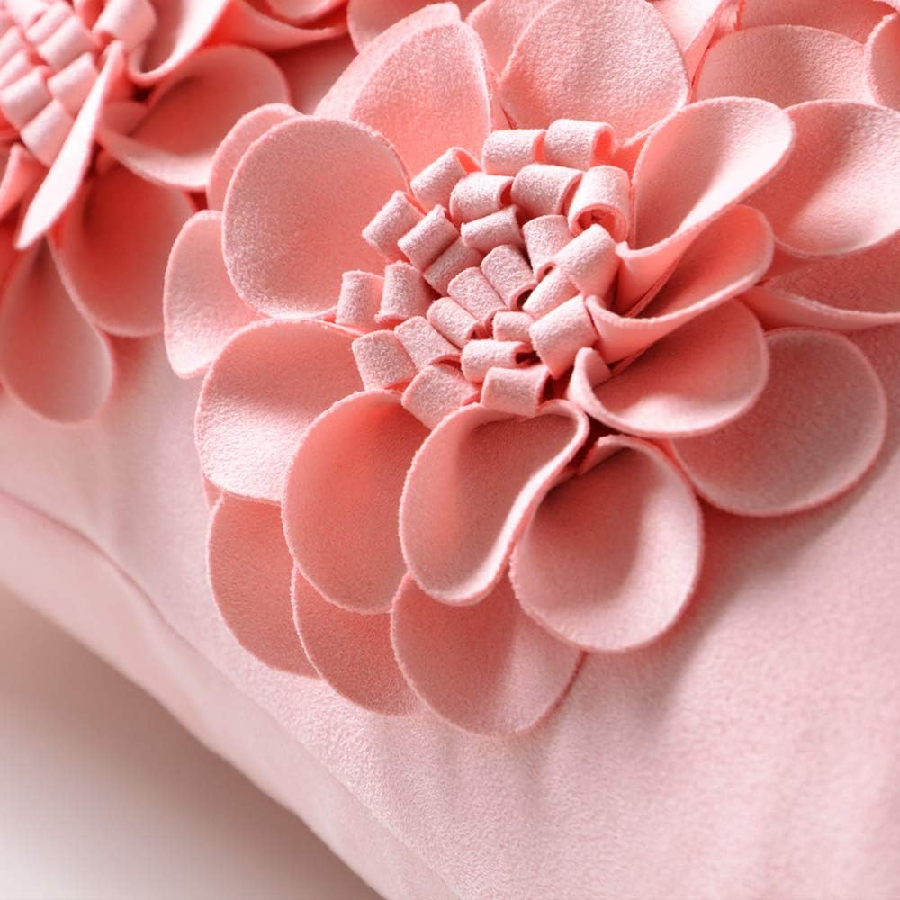 VG|pink|Handmade 3D Flower Throw Pillow Cover