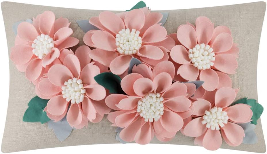 VG|6flower-pink-solid-suede|3D Daisy Flower Throw Pillow Cover, White