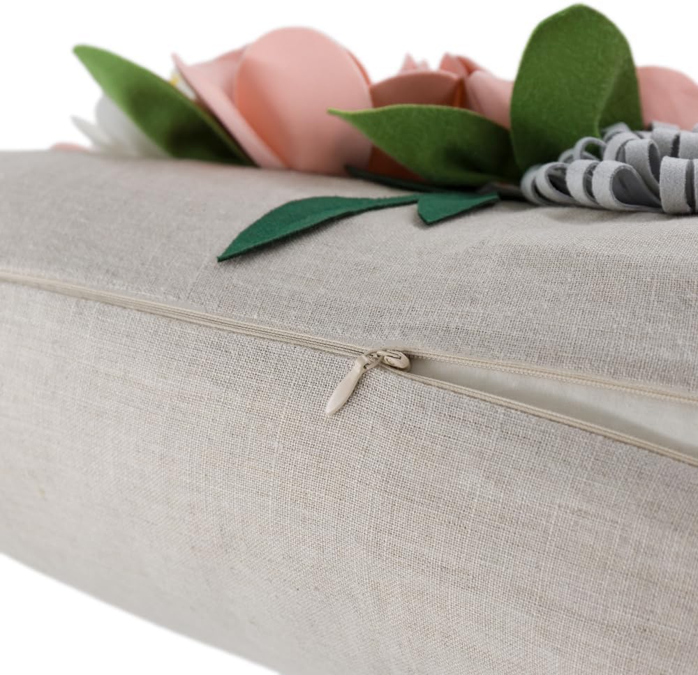 VG|3dflower-e-pink|Decorative 3D Flower Throw Pillow Covers