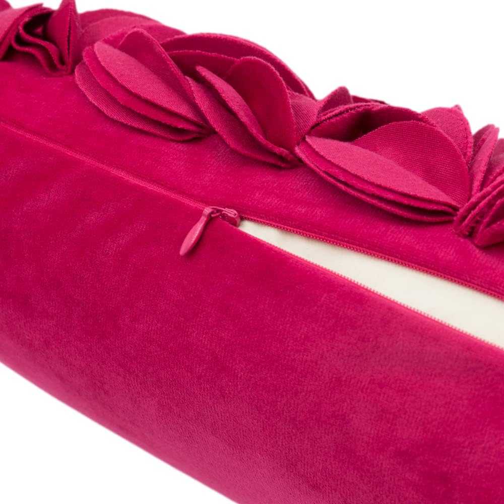 VG|rose-red-velvet|Handmade 3D Floral Throw Pillow Cover