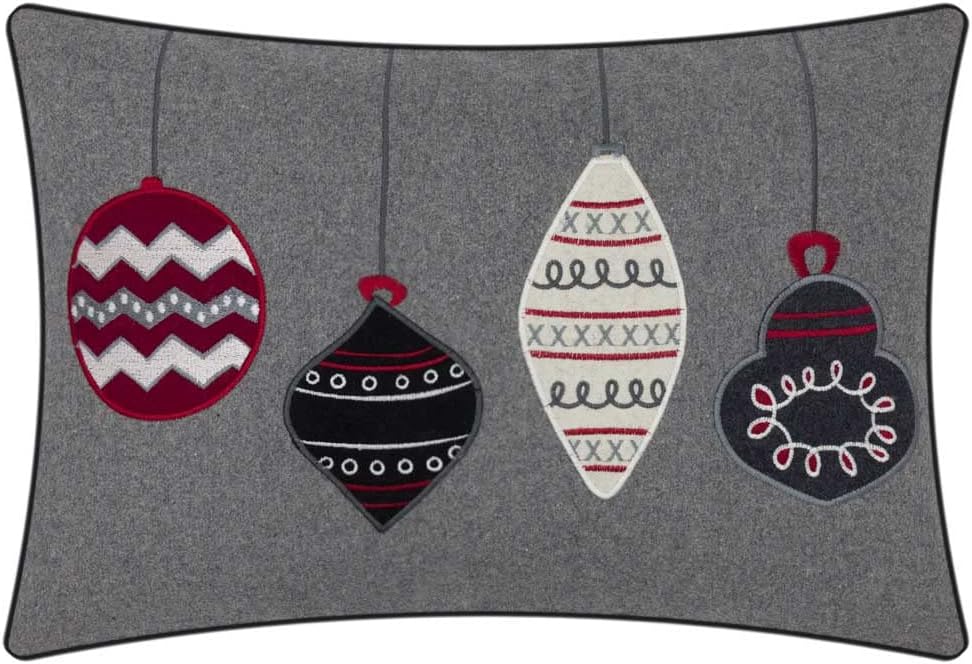 Christmas Decorative Accent Throw Pillow Case Cushion Cover for Sofa Couch Chair - 20" x 14" (Pack of 1) / Dark Grey