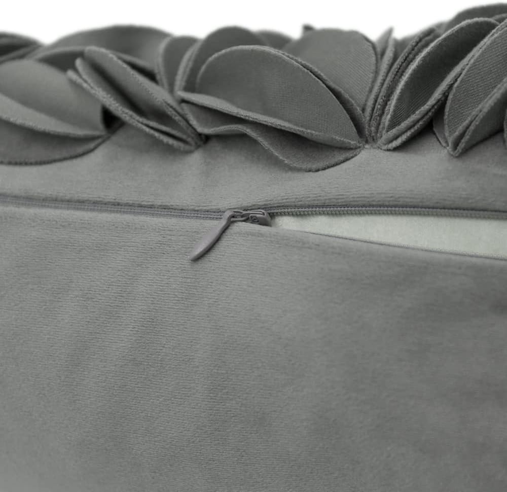 VG|dark-grey-velvet|Handmade 3D Floral Throw Pillow Cover