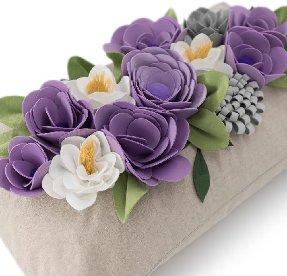 VG|3dflower-b-purple|Decorative 3D Flower Throw Pillow Covers