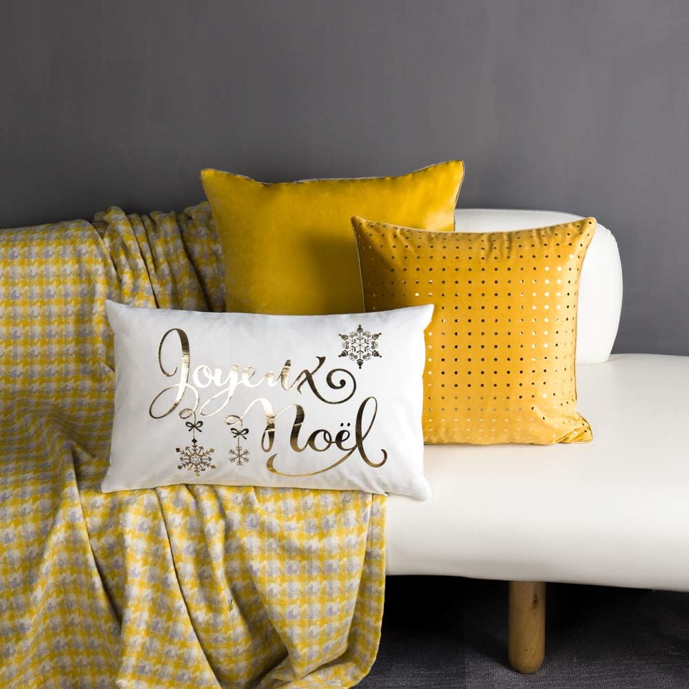 Gold Foil Decorative Accent Throw Pillow Cases Rectangle Cushion Covers for Bed Living Room White