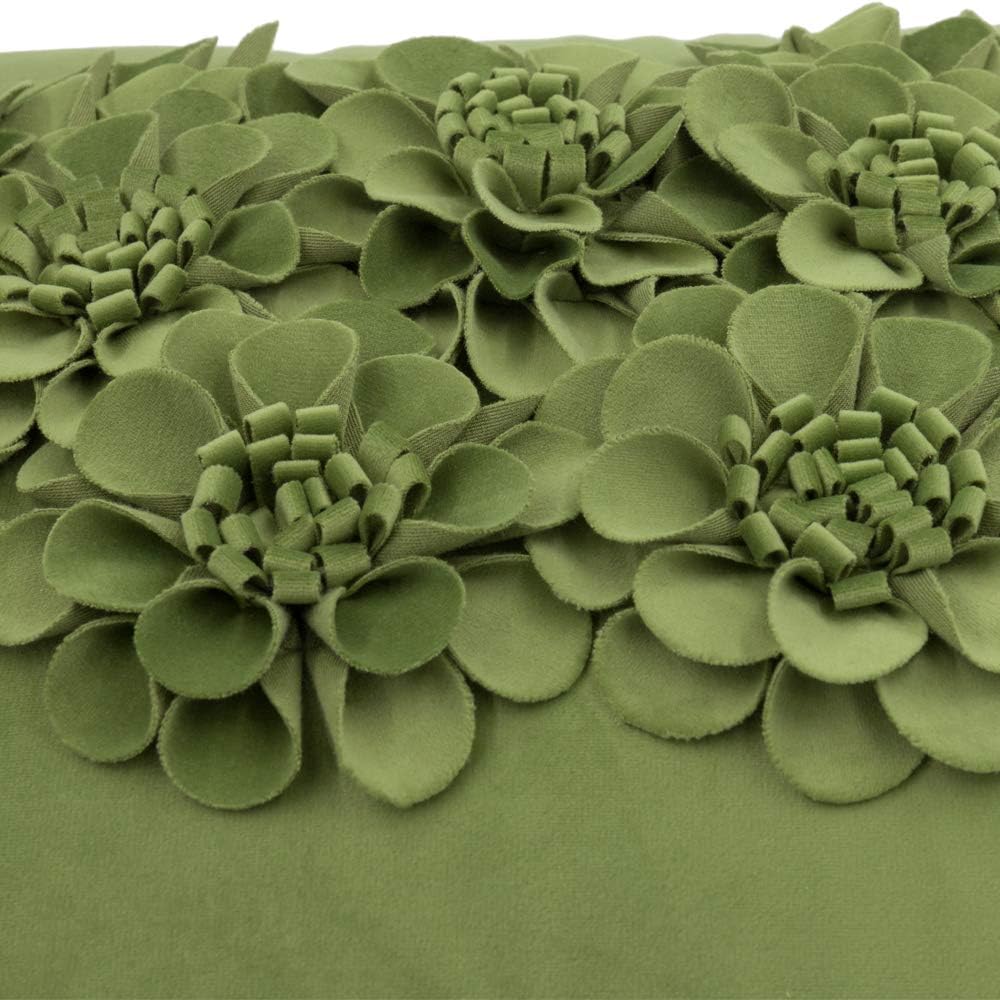 VG|green|Handmade 3D Flower Throw Pillow Cover