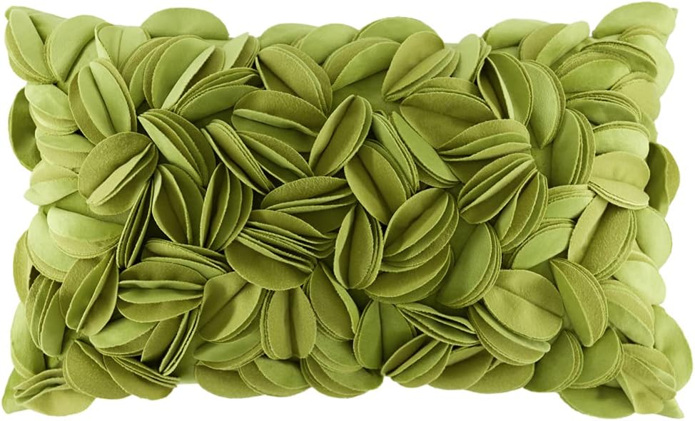 VG|green-velvet|Handmade 3D Floral Throw Pillow Cover