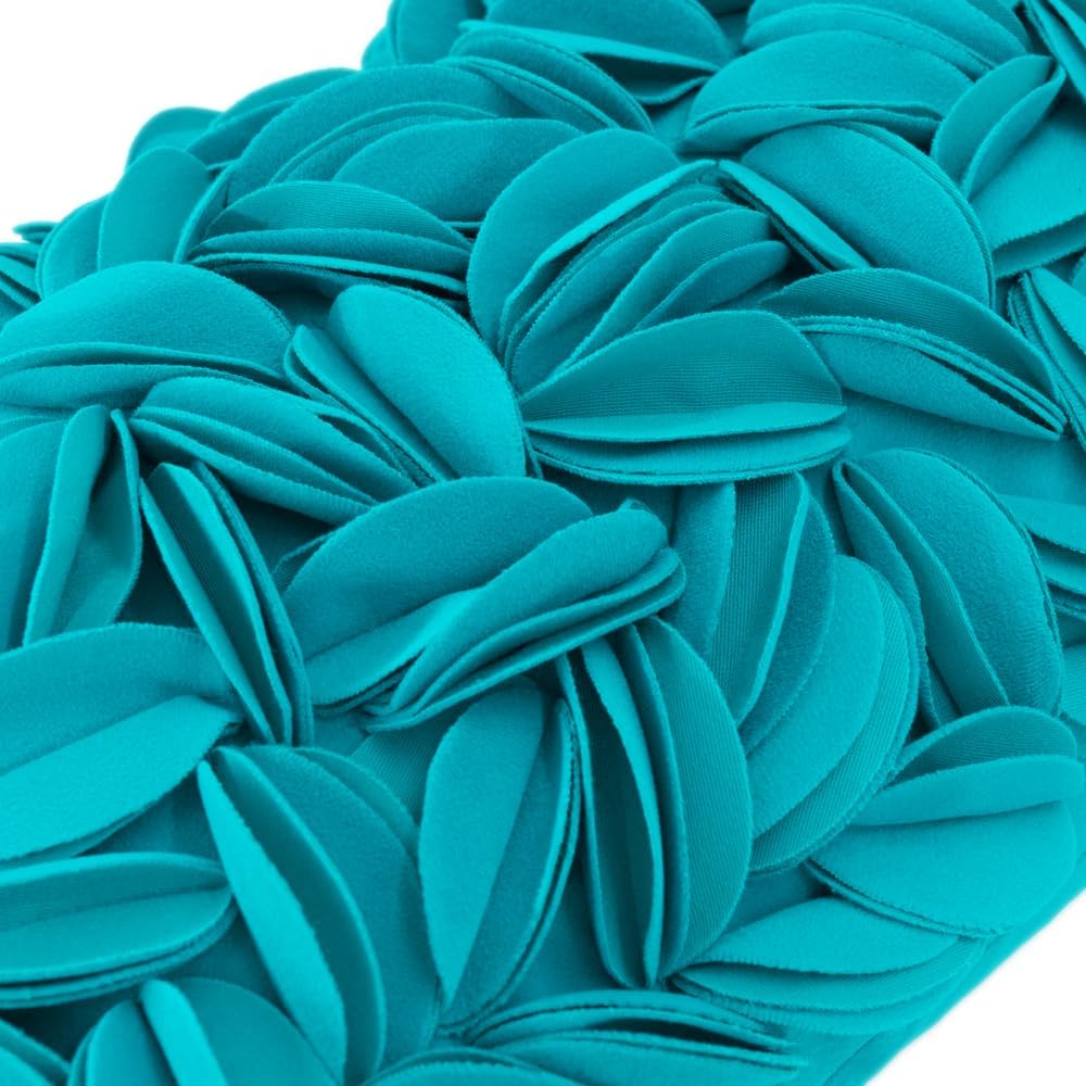 VG|dark-cyan-wool|Handmade 3D Floral Throw Pillow Cover