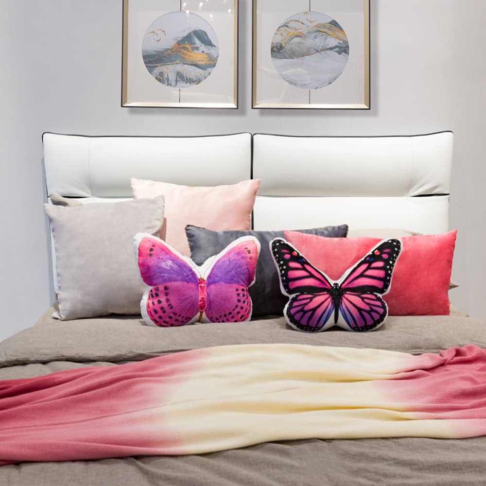 VG|rose-red,z-neck-pink|3D Butterfly Throw Pillow, Hot Pink
